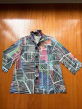 Abstract sheer swing jacket